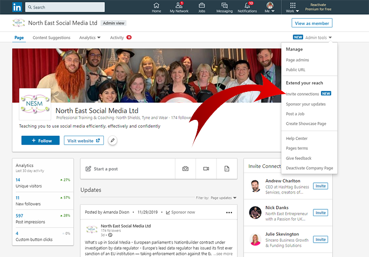 Increase LinkedIn Company Followers, Admin