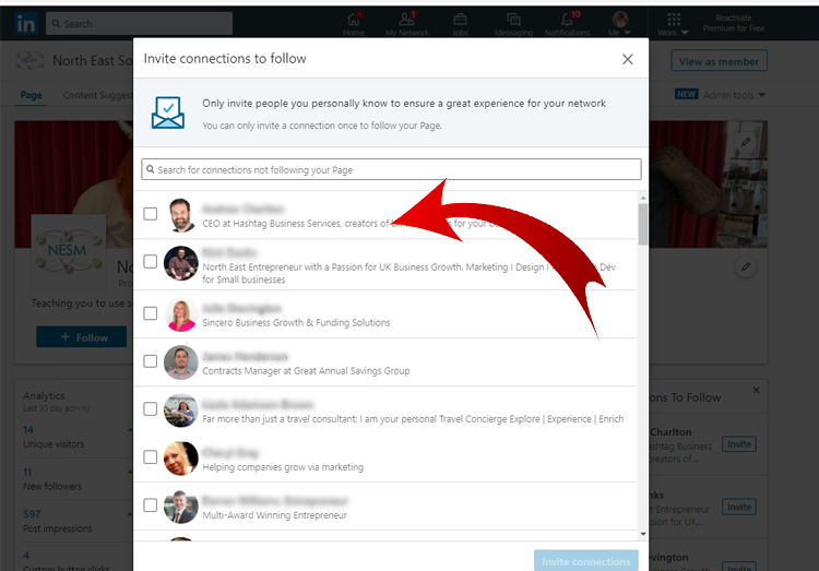 Increase LinkedIn Followers, Invite connections