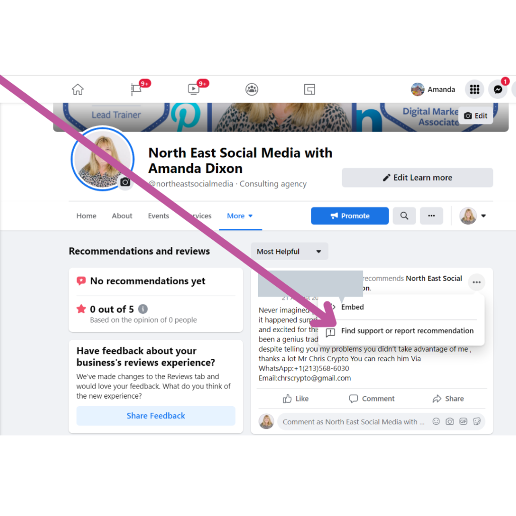 Remove Spam Review on Facebook, Report
